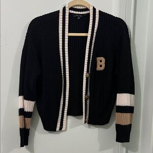 Black and Cream Women's Cardigan Sweater